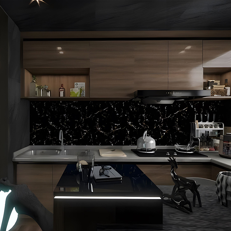 Film Transfer PET Dekorasi Kabinet Dapur Kristal Hitam Berlapis Emas