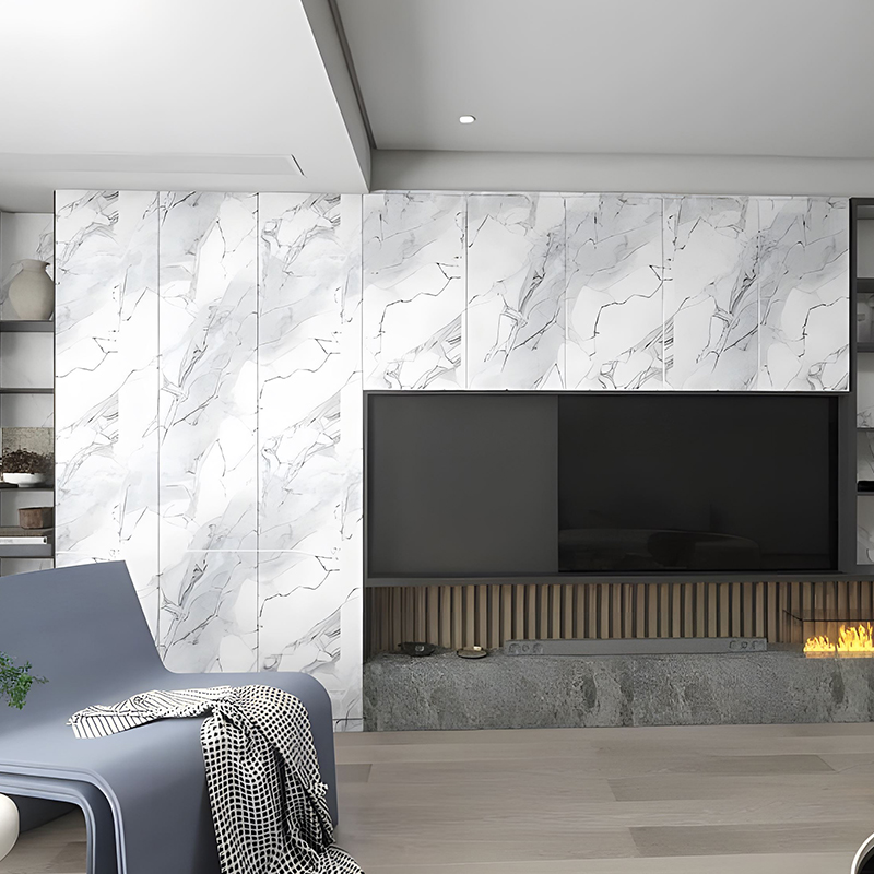 Film Transfer PET Dekorasi Dinding Latar Belakang Apartemen Cloud Rock Berlapis Emas